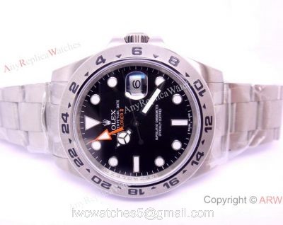 NEW UPGRADED Replica Rolex Explorer II GMT Watch Stainless Steel Black 42mm watches