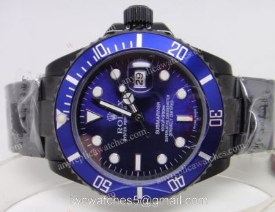 Rolex Submariner Blue Dial Black Case Replica Watch / Classic Model watches