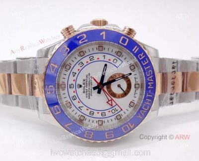 2-Tone Rose Gold Rolex Yachtmaster II Watch Blue Ceramic 44mm watches