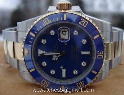 NEW UPGRADED Rolex Submariner Watch 2-Tone Blue Diamond Ceramic Bezel watches