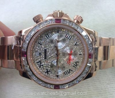 Fake Rolex with Diamond Bezel Daytona Watch 40mm Rose Gold watches