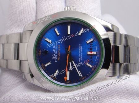 Replica Rolex Milgauss Stainless Steel Blue Face Watch 40mm watches