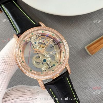Copy Golden Bridge Corum Watch Diamond Bezel Rose Gold watches