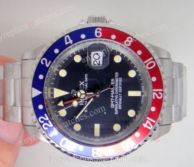 Replica Rolex Vintage GMT-Master Red/blue Bezel Swiss Grade ETA2836 watches