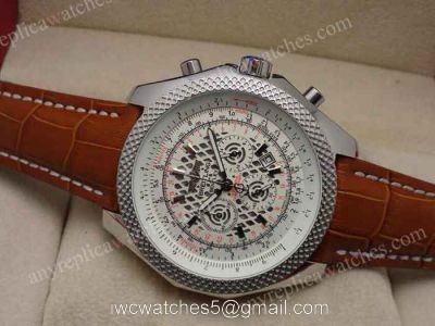 Breitling Bentley B06 Chronograph NEW SS White Face Brown Leather watches