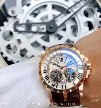 Copy Roger Dubuis Excalibur 46 Watches Rose Gold Double Tourbillon watches