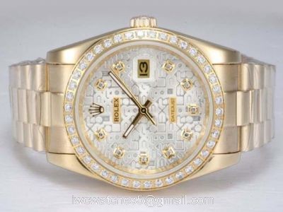 Rolex Computer Face Datejust Replica Watch: Yellow Gold Diamond Bezel watches