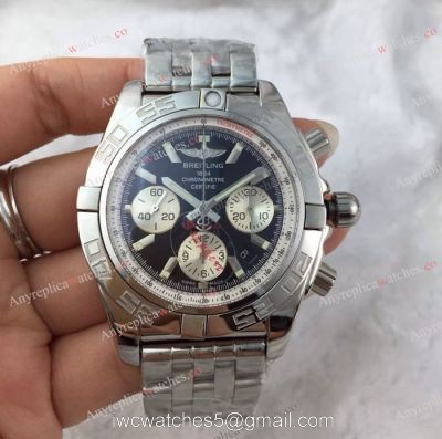 Swiss Replica Breitling Chronomat 44 Watch SS Black Chronograph 7750 Automatic watches