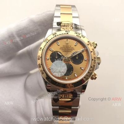 JF Swiss Grade 7750 Rolex Daytona 2-Tone Watch Gold Face Black Subdials watches