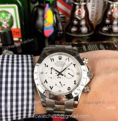 Copy Rolex Cosmograph Daytona 43mm Watch Stainless steel Arabic Scripts Dial watches