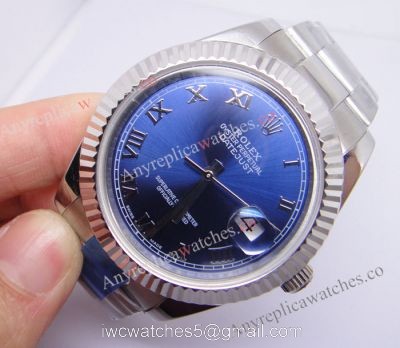 Replica Rolex Datejust II Blue Roman Dial Fluted Bezel Watch watches