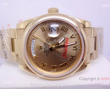 1:1 Copy Rolex Day-Date Oyster Gold Strap Mens Watch High Quality watches