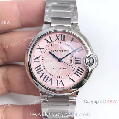 Swiss Replica Cartier Ss Pink Face Watch Ballon Bleu Series watches