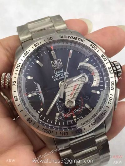 Swiss Replica Tag Heuer Carrera Calibre 36 Fiyat Watch: SS Black Chronograph Watch watches