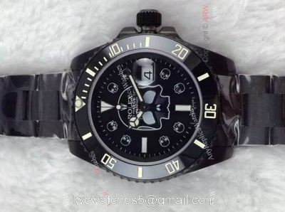 All Black Rolex Mastermind Submariner Watch: Rolex Skull Watch watches