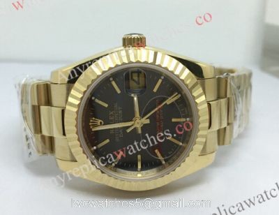 Replica Rolex Datejust Black Face All Gold Case Mens Watch watches