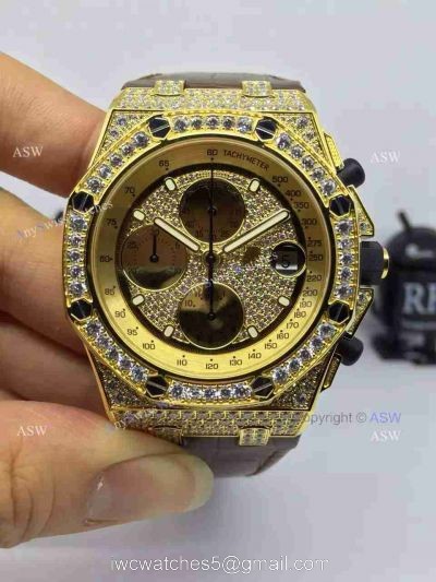 Swiss Copy Audemars Piguet Watch Yellow Case Diamond Dial / Diamond Case watches