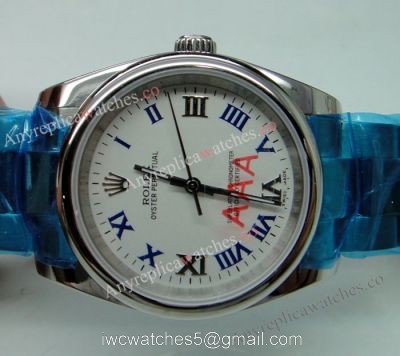 Replica Rolex Oyster Perpetual Explorer White Blue Roman Face Watch watches