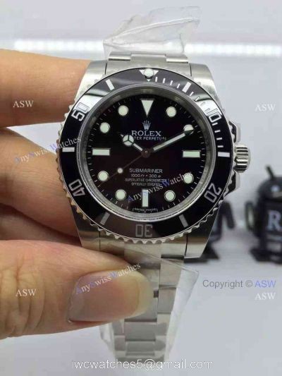 NEW UPGRADED Swiss Rolex Submariner NO DATE Watch SS Black Ceramic Bezel 40mm watches