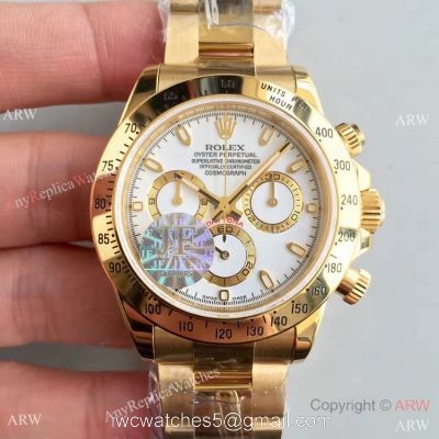 JF Replica Rolex Daytona Yellow Gold White Dial 7750 Automatic Gold Rolex Daytona Replica Watch watches