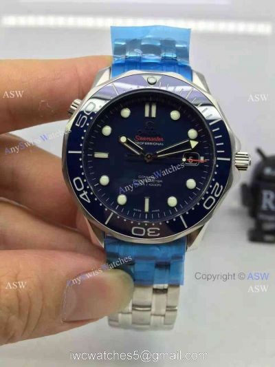 Grade 1A Omega Replica Watches James Bond Blue Ceramic Blue Dial watches