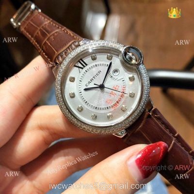 Copy Ballon Bleu de Cartier Watch Lady 36mm Diamond Bezel watches