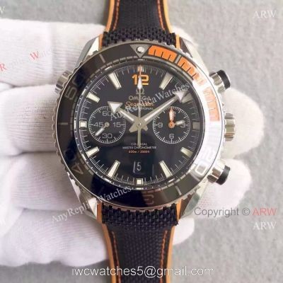 (OM)Swiss Replica Omega Seamaster 600m Master SS Black Chronograph Face watches