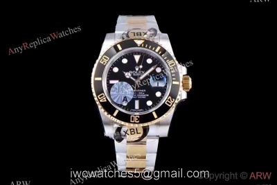 JF Factory 3135 Rolex Submariner 2 Tone Black Ceramic Watch 40mm watches