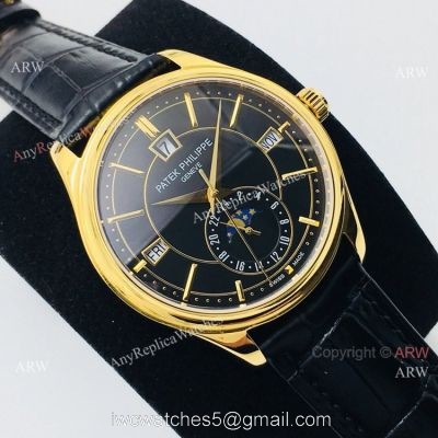 PPF Factory Patek Philippe Annual Calendar Complications Watch Gold and Black watches