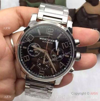 Swiss Grade Replica Montblanc Timewalker Chronograph Watch SS Black Dial watches