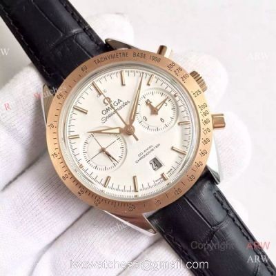 (OM)Copy Swiss Omega Speedmaster 9301 Gold Case Leather Strap Watch watches