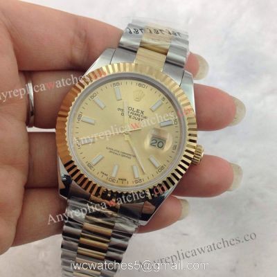 Rolex Datejust II 2-Tone Gold Face Watch 41mm Rolex President Replica watches