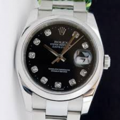 Rolex Datejust White Gold Black Diamond Dial Mens Watch watches