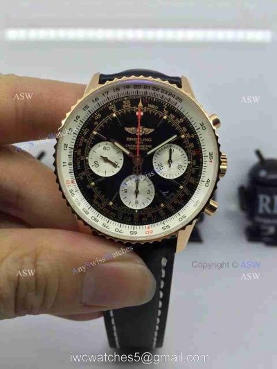 Swiss Replica Breitling 1884 Chronometre Navitimer Watch Rose Gold Case Black Dial watches
