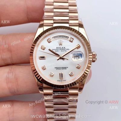 Swiss Replica Rolex Day date Rose Gold President EW Factory 3255 Watch 36mm watches