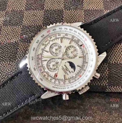 Replica Breitling Navitimer Watch White Moonphase Dial and Leather Watch Strap watches