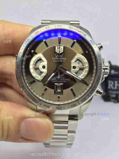 Swiss Grade One Tag Heuer Grand Carrera Calibre 17 RS3 Watch Stainless Steel Coffee surface watches