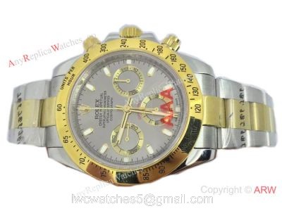 Swiss Fake Rolex Valjoux 7750 Daytona Oyster Perpetual Watch 2-Tone Gray watches