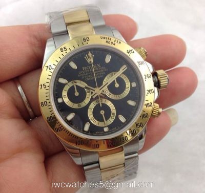 Rolex Daytona Swiss Grade 7750 Two Tone Black Face 40mm Mens Watch watches