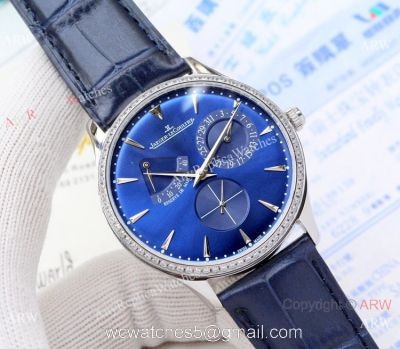 Jaeger-LeCoultre Master Ultra Thin Reserve de Marche Watches Diamond Bezel Blue Dial watches
