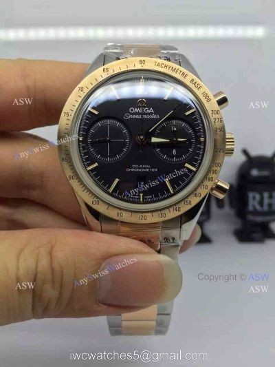 Swiss Replica Omega Speedmaster Watch 2-Tone Rose Gold Black Dial watches