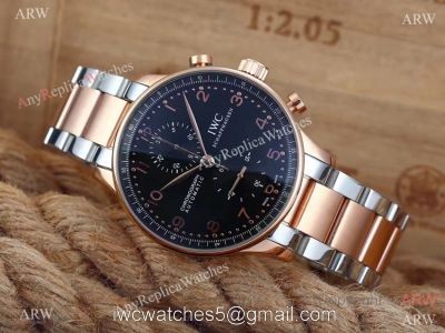 IWC Portuguese Black Face 2-Tone Rose Gold Case Copy Watch watches