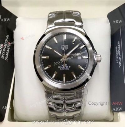 Replica TAG Heuer Link Calibre 5 Stainless Steel Case Black Dial Watch watches