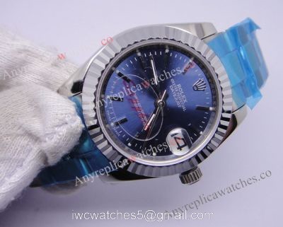 Rolex Datejust Replica Watch Stainless Steel Oyster Band / Fluted Bezel / Blue Dial 31mm watches