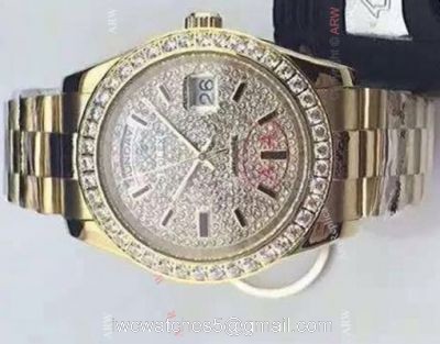 Replica Rolex Presidential Diamond Day Date II Watch: Yellow Gold 41mm watches