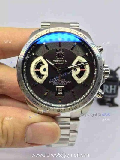 Super Clone Tag Heuer Grand Carrera Calibre 17 RS3 Watch SS black Dial watches