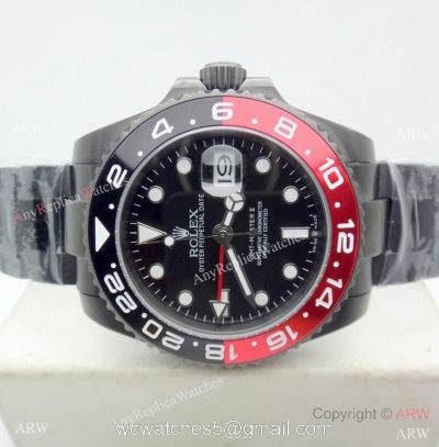 All Black Rolex Replica GMT-MASTER II Watch / Red Black Ceramic Bezel watches