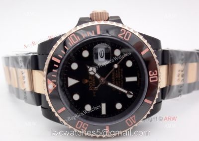 High Quality Solid Black Rolex Submariner Watch 2-Tone Rose Gold Black Ceramic Eezel watches
