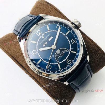 Grade 1A Copy Vacheron Constantin Fiftysix Watch Blue Dial Leather Strap watches