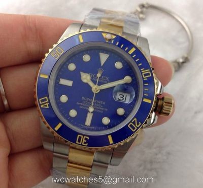 Grade AAA Rolex Blue Face Submariner Two Tone Watch Noob Factory Replica Watches watches